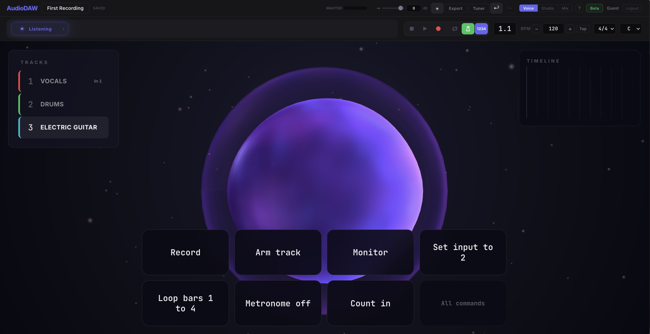 AudioDAW studio view